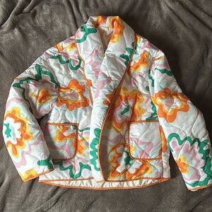 Bright colored puffer chore coat